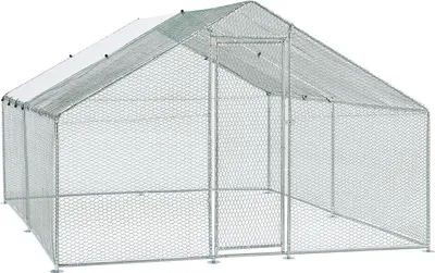 Zdjęcie produktu dla Wolny wybieg 51423, dla kurcząt, z drzwiami, plandeką i ocynkowanym drutem, 3 x 4 x 2 m