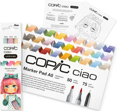 Imagen del producto de COPIC 220750207, Rotulador COPIC, gama "LAYER & MIX", set de inicio para manga, colores vibrantes
