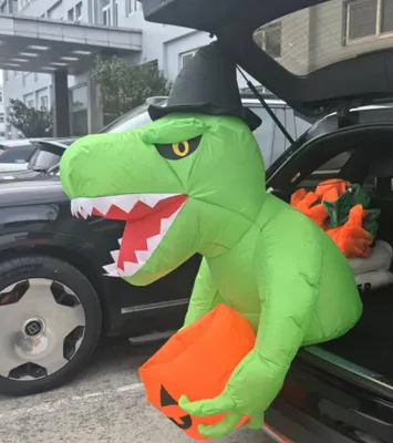Obrázek produktu pro Nafukovací dinosaurus s motivem Halloween, výška 135 cm, s vestavěnou pumpou a LED osvětlením, vodotěsný, vhodný pro použití venku i uvnitř