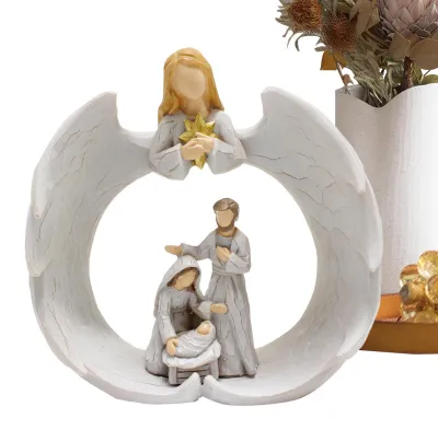 Productafbeelding van Kerststalbeeldjesset Heilige Geboortescène Handgeschilderd