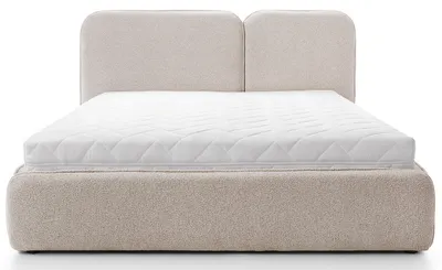 Zdjęcie produktu dla Łóżko tapicerowane 180x200 cm Roundy z pojemnikiem jasnobeżowe boucle, Loop 06
