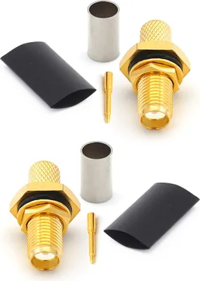 Produktbild von RP-SMA Buchse LMR240 LMR-240 RG59U RG8X RG-8X RF-Koaxialkabelstecker, vergoldet (2er-Pack)