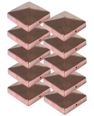 Produktbild von 10x Kupfer Pfostenkappe Pyramide 91x91mm Zaunkappe Pfahl Holzzaun Abdeckung Set