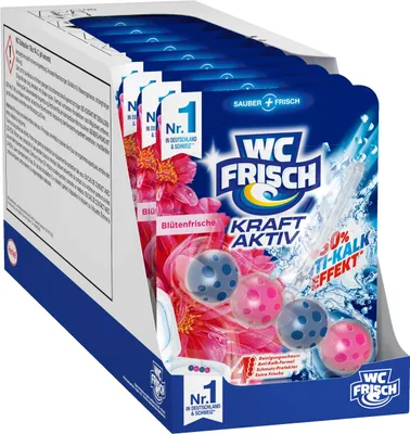 Produktbild von WC Frisch Kraft Aktiv Duftspüler Blüten-Frische (10er Pack), WC-Reiniger für Reinigung bei jeder Spülung, Duftsteine für langanhaltend frischen Duft, + 50 Prozent Anti-Kalk Effekt*