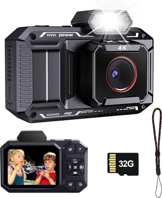 Produktbild von (černý) Dětský digitální fotoaparát, 48 MP, digitální kompaktní fotoaparát, fotokamera, kamera pro vlogování 1080P s paměťovou kartou 32 GB, 18x digitální zoom, automatické zaostřování, digitální fotoaparát, dárek pro děti, mládež, začátečníky, dospělé