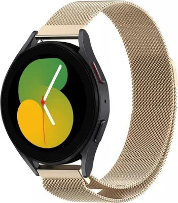 Produktbild von Strap-it Milanese Armband - Kompatibel mit Samsung Galaxy Watch 5 Armband 40mm Edelstahl Armband mit Magnetverschluss - Ersatzarmband - Hochwertiges Material - für Smartwatch 20mm Armband Champagner