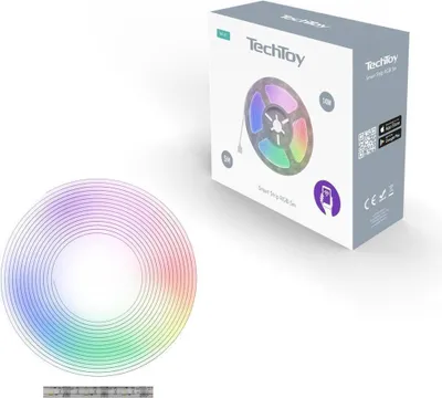 Zdjęcie produktu dla TechToy Inteligentna taśma LED RGB 5 m z Wi-Fi, zmiana kolorów, sterowanie przez aplikację
