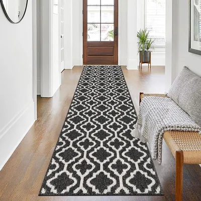 Productafbeelding van Läufer, 60x240 cm, antislip, wasbaar, geschikt voor hal, keuken, entree, kleur: zwart