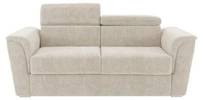 Produktbild von 3-Sitzer-Schlafsofa mit Express-Klappmechanismus aus beigem, strukturiertem Stoff – Liegefläche 140 cm – 22 cm dicke Matratze mit Memory-Schaum – RIZORA