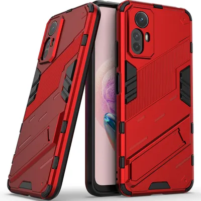 Produktbild von Armor Hülle für Xiaomi Redmi Note 12S 4G, Hybrid PC TPU Bumper Stoßfestes Schutzhülle mit Standfunktion Rot
