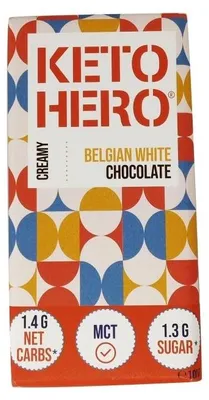 Produktbild von Keto Hero, cremige belgische weiße Schokolade (100 g)