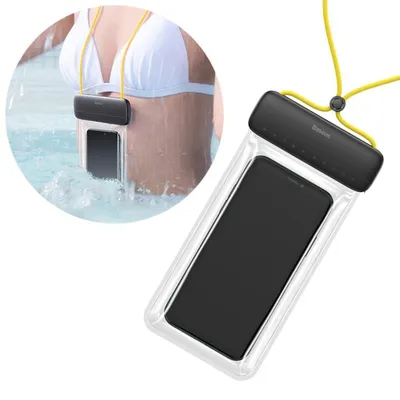 Obrázek produktu pro Baseus Univerzální Vodotěsné Pouzdro Na Telefon (Max. 7,2'') Pro Bazén Nad Vodou Ipx8 Žluté (Acfsd-Dgy)