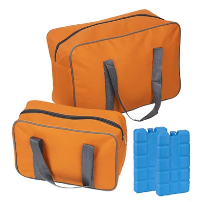 Produktbild von Kühltaschen 2er-Set | Isoliertaschen 7 & 24 Liter Fassungsvermögen | inkl. 2 Stück Kühlakkus | Orange