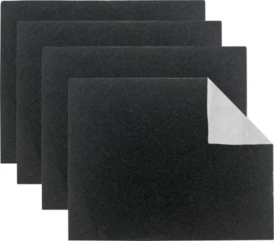 Immagine prodotto di Set di 4 filtri per cappa aspirante Relaxdays, 47x57, tessuto filtrante universale, filtri di ricambio anti-odore, al carbone, nero/bianco