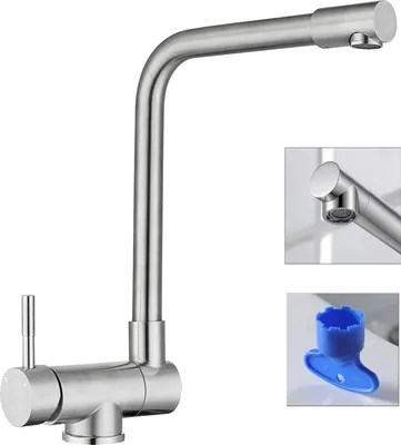 Produktbild von AICA Wasserhahn Faltbare 360° Drehbare Silber Küchenarmatur 304 Edelstahl Hochdruckfest Mischbatterie Spültischarmatur