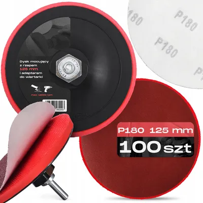 Produktbild von TRCR Schleifscheiben-Set 125 mm P180 mit Klett-Stützteller und Bohrmaschinenadapter