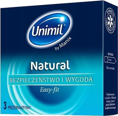 Zdjęcie produktu dla Unimil Natural+ Lateksowe prezerwatywy, 3 sztuki