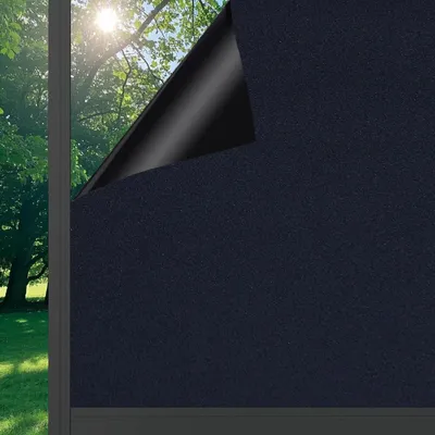 Zdjęcie produktu dla Folia okienna przyciemniająca, czarna - folia okienna zapewniająca prywatność - samoprzylepna, elektrostatyczna - 30 x 200 cm - czarna