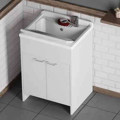 Immagine prodotto di Mobile lavatoio 2 ante con pannelli in legno nobilitato Serie Panda - 60x60xH84 cm