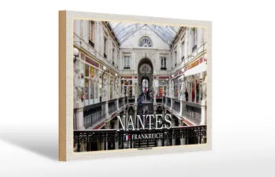 Produktbild von Holzschild Reise 30x20cm Nantes Frankreich Passage Pommeraye