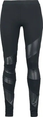 Produktbild von Black Premium by EMP Damen schwarze Leggings mit Leder-Einsätzen 3XL