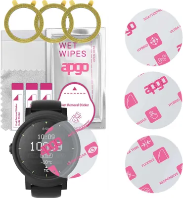 Produktbild von apgo 3 Stück Schutzglas, klar, kompatibel mit Mobvoi Mobvoi TicWatch Express Smartwatch, Hybrid 8H, Ersatz für Hartglas, Displayschutzglas, Bildschirmschutz, Displayschutz, kratzfest