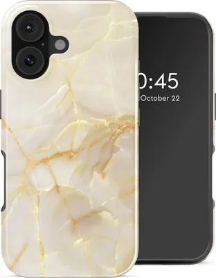 Productafbeelding van Selencia Vivid Backcover met MagSafe voor de Apple iPhone 17 - Golden Beige Marble