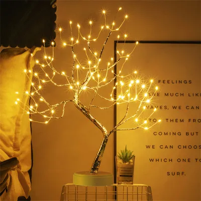 Produktbild von 108 LED-Glühwürmchen-Bonsai-Baum-Lichter, künstlicher Feenbaum, USB/batteriebetrieben, Touch-Schalter, weiße warme Lichter, Baumlampe