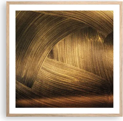 Produktbild von Gerahmtes Poster - Rahmen in heller Eiche - Abstraktion Gold Textur - 60x60 cm - Wand Bild - Wanddeko - Wandbilder - Kunstposter - Wandposter - Bilderrahmen - Bilder - Kunstdruck - P2NAC60x60-4477