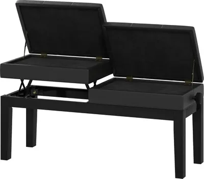 Produktbild von Klavierbank höhenverstellbar Klavierhocker mit Stauraum, Pianobank bis 220 KG Belastbar, Kunstleder, Schwarz,