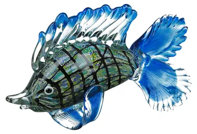 Imagen del producto de Figura decorativa, pez, "Rainbow", vidrio, azul, verde, unidad, largo 10 cm, ancho 28 cm, alto 20 cm. Código: 39951. Número de artículo: 4063387399514