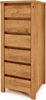 Produktbild von Kommode Tinci aus Wildeiche massiv 45x45x112 mit 6 Schubladen und Holzbeinen