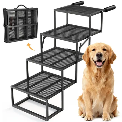 Productafbeelding van ROTTOGOON Honden trap voor auto, inklapbaar, draagbaar, 4 treden, autotrap voor honden