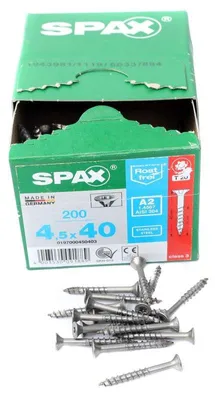 Obrázok produktu pre SPAX® 0197000450403 SPAX® Universalschrauben T20 Senkkopf Edelstahl A2 0197000450403 4,5 mm x 40 mm, 200 St.