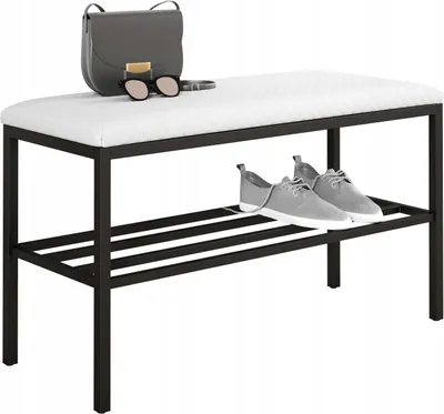 Zdjęcie produktu dla Ławka na buty z siedziskiem loft metalowa do przedpokoju półka 80 cm