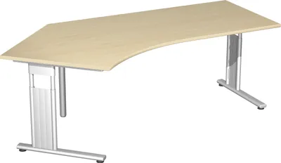 Produktbild von Geramöbel Schreibtisch 135° links höhenverstellbar, 2166x1130x680-820, Ahorn/Silber, S-617315-AS