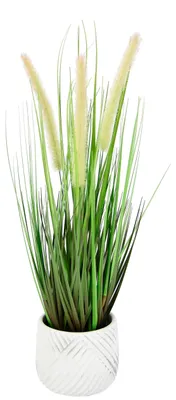 Produktbild von Künstliches Fuchsschwanzgras mit Übertopf Gras Kunstpflanze Kunstgras Ziergras G