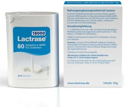 Produktbild von Lactrase 18.000 Fcc Tabletten teilbar im Spender 80 St