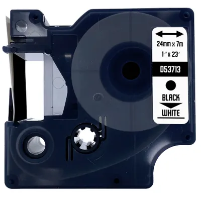 Produktbild von DULA Etikettenband - Kompatibel mit Dymo D1 53713 - 1 Stück - Schwarz auf weiß - 24mm x 7m