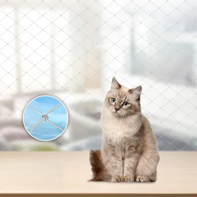 Produktbild von Fiqops Katzennetz Sonstiges Katzenzubehör Katzenschutznetz Balkonnetz Katzen-Vogelnetzen Vogelschutz 3x8m