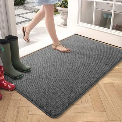 Productafbeelding van Antislip deurmat voor binnen en buiten | Vangt vuil op | Machinewasbaar | Zacht en absorberend | 50 x 80 cm | Grijs