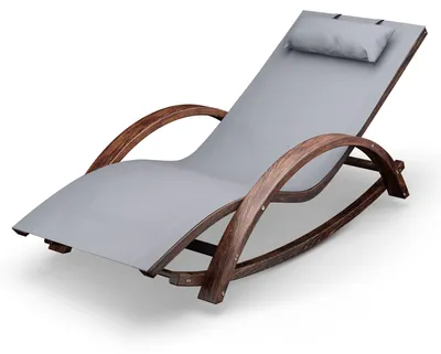 Produktbild von di volio Sonnenliege RODIE – ergonomische Liege aus Lärchenholz mit Kissen, wetterfester Liegestuhl für Garten und Terrasse (Grau)