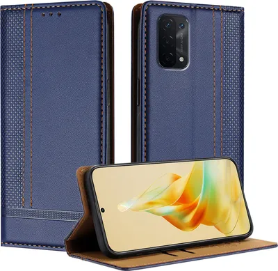 Produktbild von Handyhülle für OPPO A54 5G Leder Flip Klappbare Schutzhülle mit Standfunktion Blau