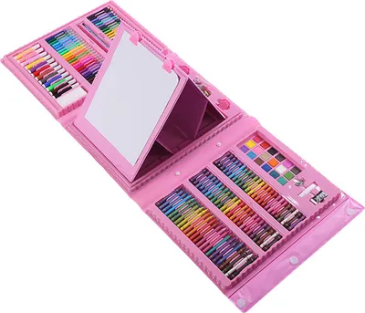 Image de Set de 208 crayons pour enfants, motifs de dessins animés, différentes couleurs vives, crayons de couleur polyvalents pour colorier, peindre, rose