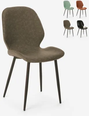 Produktbild von Stuhl in modernem Design ausn Metall und Kunstleder für Küche Bar Restaurant Lyna - Grau