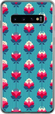 Produktbild von MuchoWow® Handyhülle Schutzhülle Hülle für Telefoonhoesje Samsung Galaxy S10 Muster - Retro - Lilie Silikon Softcase Handy Hülle - Handytasche