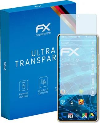 Produktbild von atFoliX FX-Clear 3x Schutzfolie kompatibel mit Xiaomi Redmi Note 13 Displayschutzfolie
