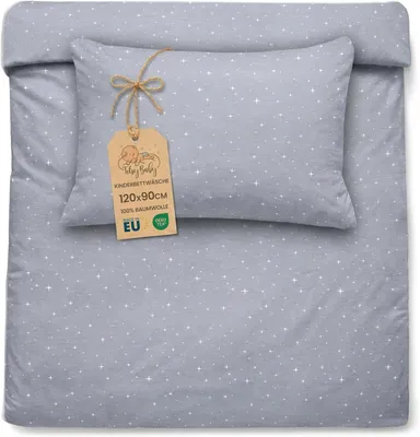 Obrázek produktu pro Bavlněná sada povlečení pro dětskou postýlku, rozměry: prostěradlo 90x120 cm, povlak na polštář 60x40 cm, vhodná do dětského pokoje
