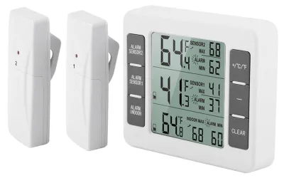 Kühlschrankthermometer digital, 2 Sensoren, Alarm, Min/Max