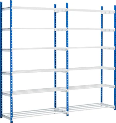 Produktbild von Fachbodenregal MAXIMUS | Grundregal | HxBxT 200x125x50cm | 7 Ebenen | offener Fachboden | Fachlast 152kg | Lichtblau/Lichtgrau
